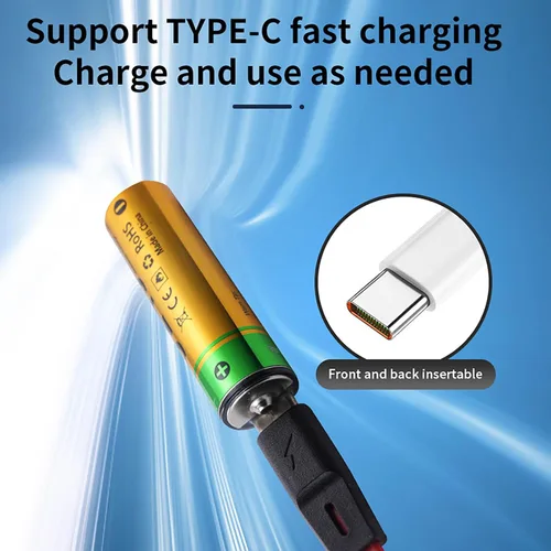 Vista 6 de Baterías de litio AA recargables USB de 3145 mWh, 1.5 V, doble A, de alta capacidad, con cable de carga USB-C 4 en 1 e indicador de carga LED