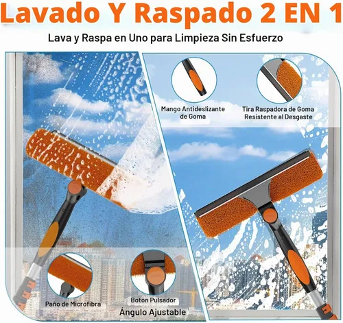 Vista 2 de Buyplus - Kit de limpieza de plumero con plumero de 1,5 a 25.6 ft de extensión de plumas, plumero de ventilador de techo de microfibra, escobilla