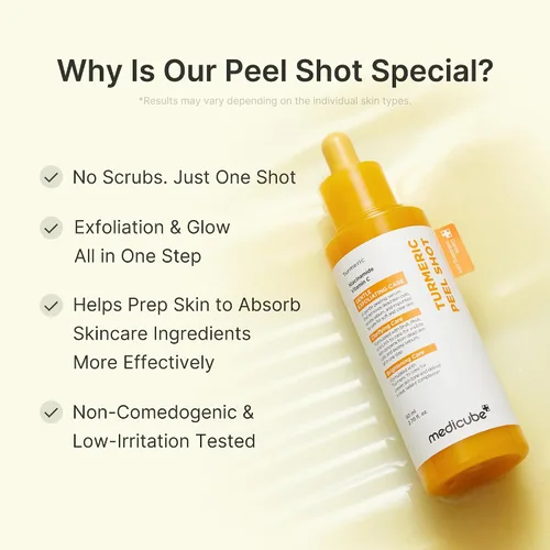 Vista 6 de medicube Dual Peel Shot Exfoliating Duo: Acido hipocloroso y cúrcuma Facial Peel Shots Cuidado específico de poros, exceso de sebo y textura