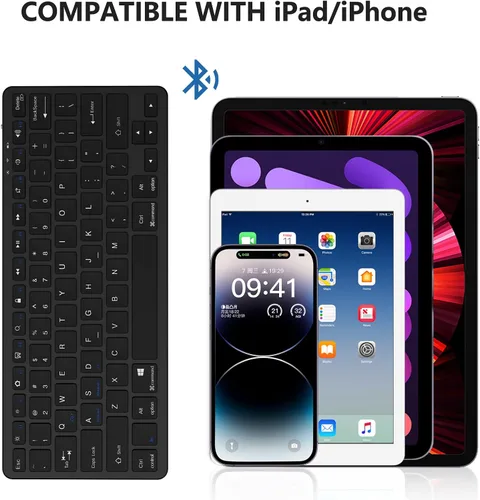 Vista 8 de TaIYanG Teclado Bluetooth para iPad Teclado inalámbrico compatible con iPad 10ª/10.2 (9ª/8ª/7ª generación), Air 5ª/4ª, Pro 11/12.9, 9.7, Mini y Negro