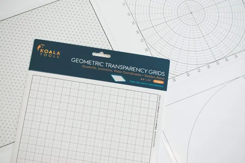 Vista 9 de Hojas de transparencia de cuadrícula geométrica (paquete variado de 4) - 8.5 x 11 pulgadas Transparencias de proyector y caja de luz - Película
