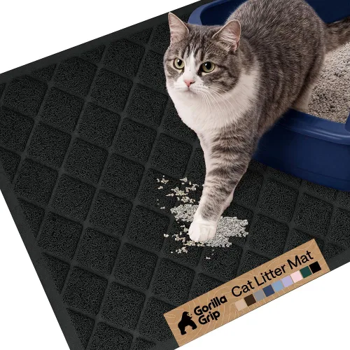 Vista 60 de GORILLA GRIP Tapete para caja de arena para gatos, resistente al agua, respaldo texturizado, fácil de limpiar, menos residuos y suelos limpios, 17 x