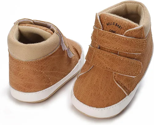Vista 4 de SOFMUO Zapatos deportivos para bebés, niños y niñas, de piel sintética, antideslizantes, suela de goma suave, botines de vestir para niños pequeños