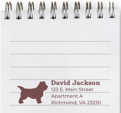 Vista 255 de Airedale Terrier Address Stamp, Custom Airedale Terrier Hand Stamp for Dog Lovers, Duo Rubber Return Address for Pet Owners Montaje manual Duo