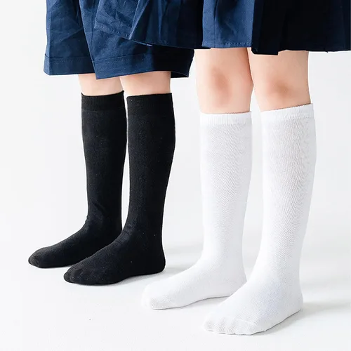 Vista 6 de DOOVID Calcetines de fútbol hasta la rodilla para niños y niñas, calcetines de tubo para uniforme escolar, medias largas
