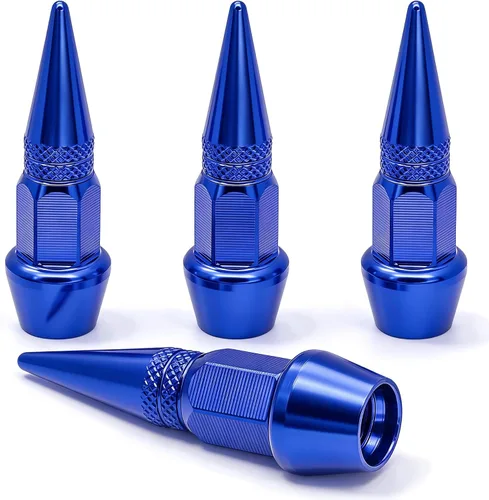 Vista 75 de 4 piezas de tapas de válvula de neumático con estilo púas, cubiertas de válvula de neumático universales de aleación de aluminio a prueba de polvo