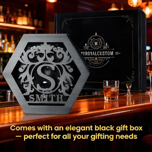 Vista 3 de Juego de decantadores de whisky personalizados para hombres, para el hogar, bar, decantadores de licor personalizados, caja de madera, vasos
