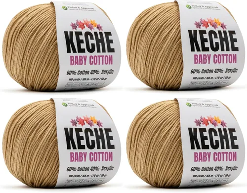 Vista 48 de Keche Hilo de Algodón, 60% Algodón 40% Hilo Acrílico, Hilo de Algodón Suave para Crochet y Tejer, Hilo Amigurumi 1 Madeja/Bola 1.76 Oz (50g) / 180