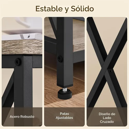 Vista 6 de Yaheetech Soporte de TV Industrial para TV de 55 Pulgadas, Mesa de Centro de Entretenimiento y Consola de Medios con Almacenamiento Abierto para Gris