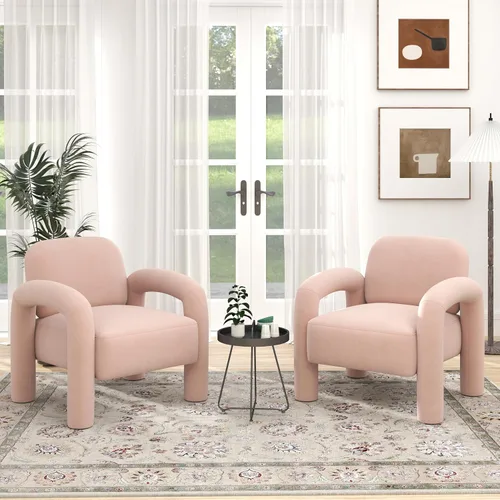 Vista 16 de Silla decorativa moderna, cómoda silla tapizada de terciopelo, acogedora silla individual de tocador, silla de barril copetudo, silla de lectura
