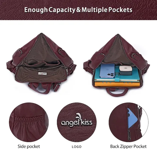 Vista 82 de Bolsos mochila monedero de piel sintética para mujer, bolsas con zíper, mochilas de hombro casuales