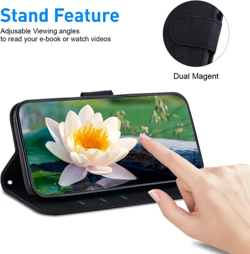 Vista 3 de Funda compatible con Realme C1 A1603, compatible con Realme C1 A1603 [piel sintética + funda para teléfono] Ranura para tarjetas, cierre magnético