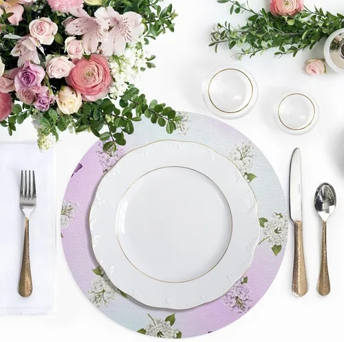 Vista 5 de Purple Butterflies Gradient Table Placemat, Washable Non Slip Heat Resistant Placemats for Kitchen one sizex1