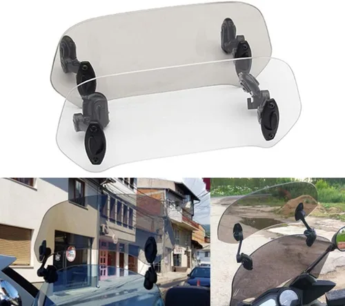 Vista 2 de Deflector de alerón de extensión de parabrisas con clip ajustable para motocicleta (gris)