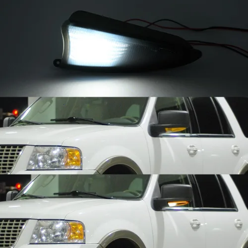 Vista 4 de Luces intermitentes de espejo lateral LED secuencial para F'ord Expedition Lincoln Navigator 2003-2006, lente ahumada, espejo ámbar, indicador