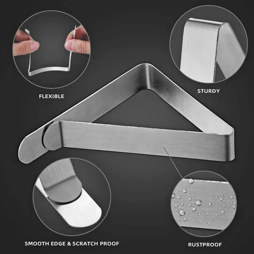 Vista 3 de Paquete de 12 clips para mantel – Clips de mantel para mesas al aire libre, soportes de acero inoxidable resistentes Paquete de 12 unidades S