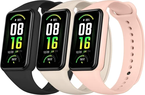 Vista 8 de Amzpas Bandas de TPU para Amazfit Band 7 Fitness & Health Tracker, paquete de 3 pulseras suaves y transpirables, correa deportiva de repuesto