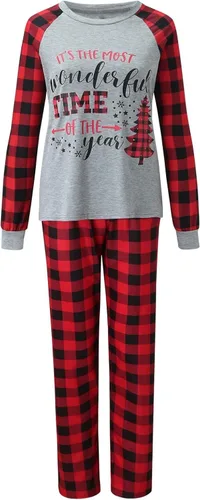 Vista 4 de TurVa Pijamas de Navidad para la familia, conjuntos a juego 2023 para Navidad, vacaciones, ropa de dormir, pijamas de Navidad para parejas, hombres