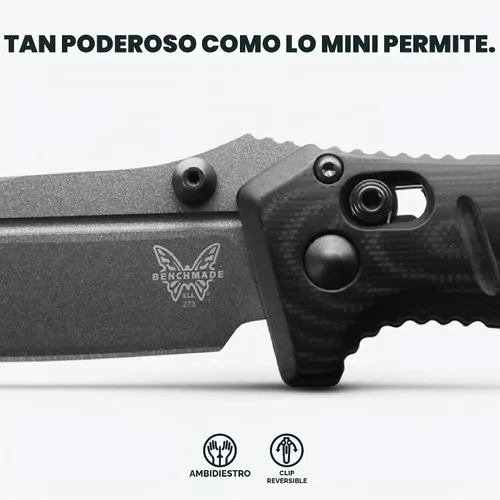 Vista 3 de Benchmade Mini Cuchillo táctico Adamas, hoja de acero CPM-CruWear (273GY-1)