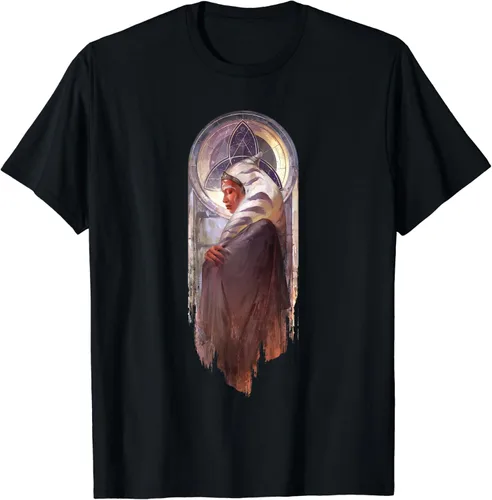 Vista 2 de Star Wars Ahsoka - Camiseta con retrato artístico y vista lateral, Negro