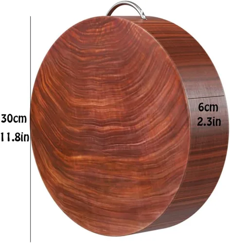 Vista 2 de Wood Butcher for Kitchen with Handles Round Heavy Duty Cutting Board with Handles for Meat Vegetables(30cm/11.8in)