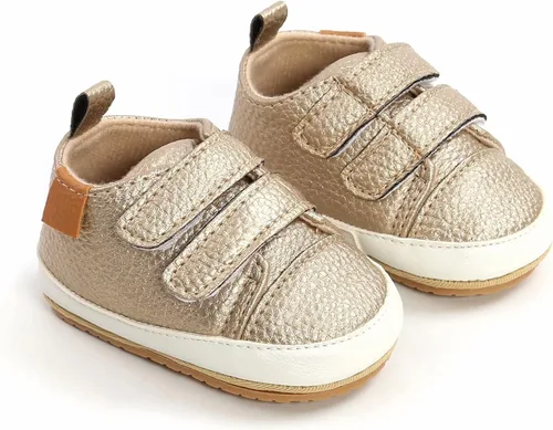 Vista 6 de GAISUMMI - Zapatos de bebé para niños y niñas, tipo botas altas de piel sintética, suela de goma antideslizante, zapatos de cuna, planos, unisex