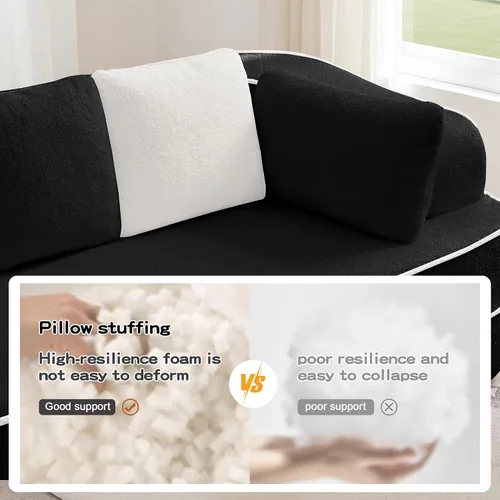 Vista 8 de Sofá Chesterfield de esponja 32D de alta resistencia de 106 pulgadas, sofá moderno de mediados de siglo con diseño modular, sofá de gran