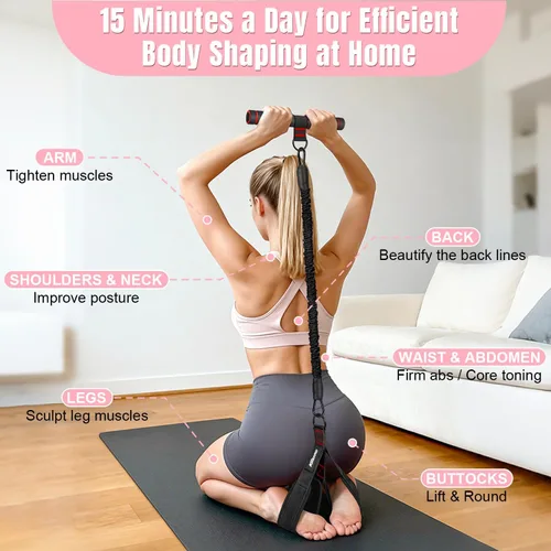 Vista 3 de Upgraded Multifunction Pedal Resistance Band with Handle, 3 Tube Adjustable Resistance Bands for Abdomen, Waist, Arm, Core/ABS, Leg Workout - Sit Up