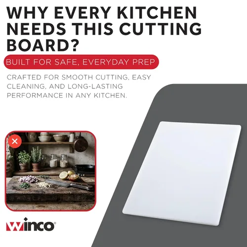 Vista 7 de Winco Tabla de cortar, 18 x 24 x 1 pulgada, color blanco