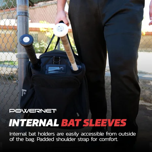 Vista 4 de PowerNet Pro Duffle Bag, Softball Baseball Bag, Baseball Gear Bag, Baseball Bat Bag with Internal Bat Sleeves, Baseball Bags with Padded Strap &