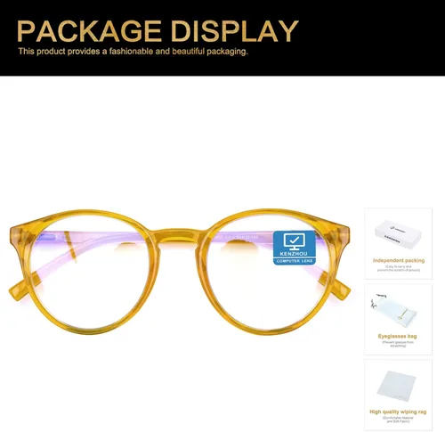 Vista 7 de K KENZHOU gafas de bloqueo de luz azul mujeres borde redondo marco gafas