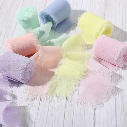 Vista 3 de WILLBOND 6 rollos de cinta de gasa, 1.5 pulgadas x 3 yardas en total 24 yardas, color macarrón Color macaron.