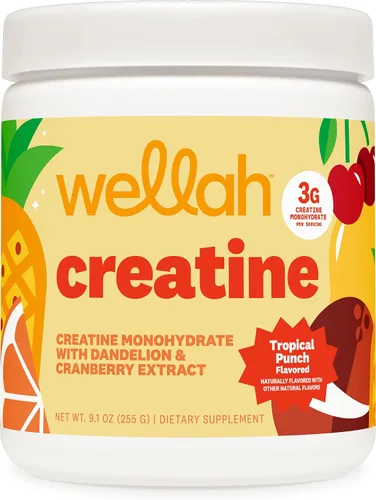 Vista 8 de Wellah Creatina para mujer (50 porciones) Blue Hawaii - 0.11 onzas de monohidrato de creatina en polvo con diente de león y extracto de arándano