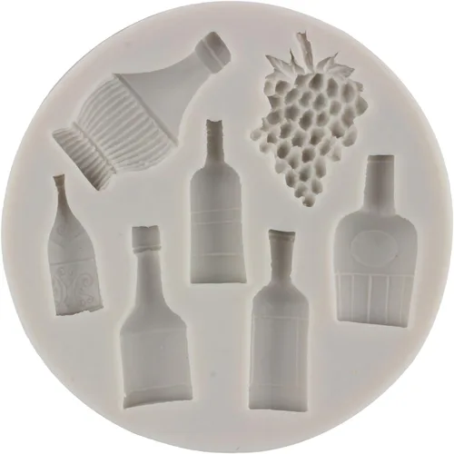 Vista 8 de Sijiangmold Moldes de silicona para botellas de vino, moldes para copas de vino, botellas de champán, moldes de caramelo para cupcakes, decoración