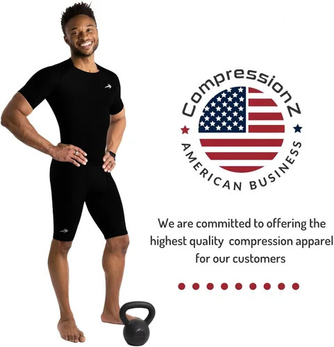 Vista 5 de CompressionZ Pantalones cortos de compresión para hombre, ropa interior deportiva de compresión de elastano