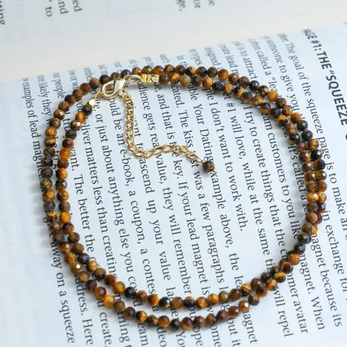Vista 56 de Gempires - Collar de cuentas de piedras naturales hechas a mano, joyería de cristal hipoalergénica de 20 pulgadas, chapado en oro, joyería de moda