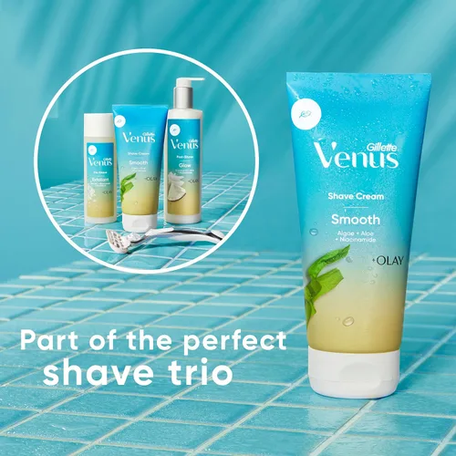 Vista 7 de Gillette Venus Smooth plus Olay Crema de afeitar para mujer, 3 unidades, 6 onzas