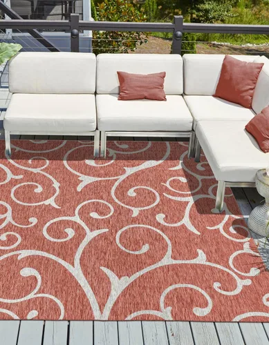 Vista 23 de Unique Loom Outdoor Botanical Collection - Alfombra rizada, 4 pies 1 pulgada x 6 pies 1 pulgada, rectangular, azul/marfil