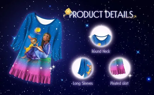 Vista 4 de Girls Dress Gown Short Ruffles Sleeve Costume Round Neck Dress Up for 3-12 Years Kids
