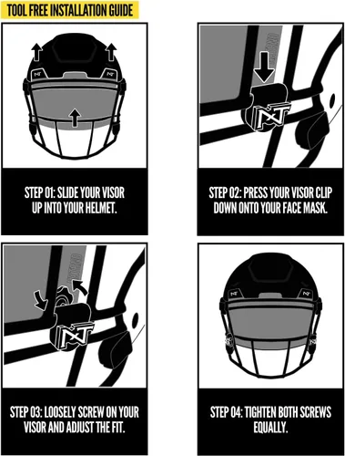 Vista 8 de Visera de fútbol americano Nxtrnd VZR1, tecnología de lente plana, se adapta a cascos de fútbol americano para adultos y jóvenes
