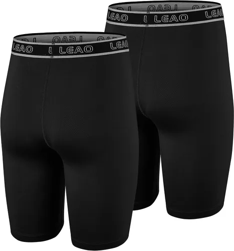 Vista 3 de LEAO Pantalones cortos de compresión para niños y jóvenes, paquete de 2