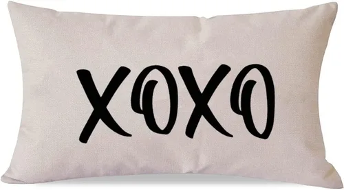 Vista 6 de XOXO - Fundas de almohada lumbares decorativas para el día de San Valentín, 12 x 20 pulgadas, de lino y algodón, para sofá, día de San Valentín