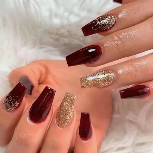 Vista 29 de MISUD Uñas Postizas - Uñas Largas Forma Ataúd con Pegamento en Negro Gótico, Diseño Acrílico Gótico de Rosa 24 piezas