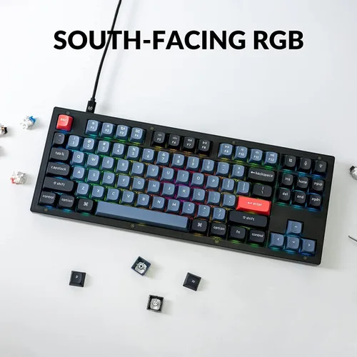 Vista 5 de Keychron V3 TKL - Teclado mecánico personalizado con cable al 80 %, 87 teclas RGB retroiluminación QMK/VIA macro programable, teclas K Pro Brown