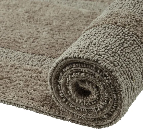 Vista 4 de Better Trends - Juego de 2 alfombras de baño 100% algodón, extra suaves, con borlas, de 17" x 24", alfombra de baño superabsorbente y reversible