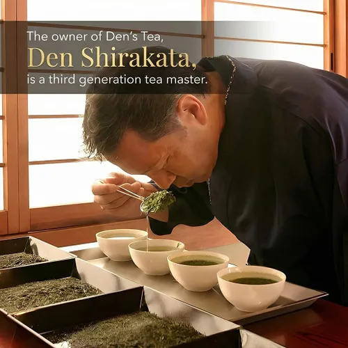 Vista 5 de [Den's Tea] Bolsas de té piramidales, auténtico té verde japonés de Shizuoka, Japón (paquete de 12) (Gyokuro (100 unidades)