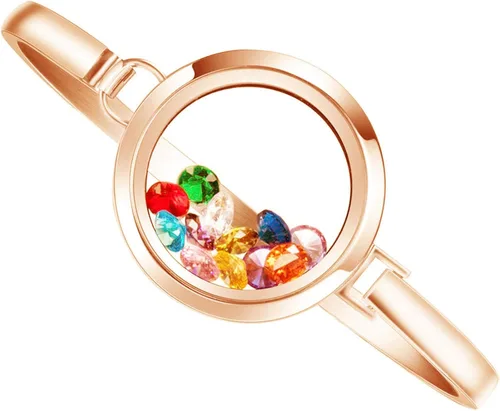 Vista 6 de BG247 Acero inoxidable 1.181in vidrio flotante memoria Living Locket brazalete pulsera