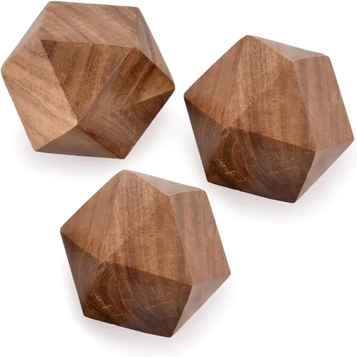 Vista 2 de NIRMAN Bola de madera decorativa de madera de acacia para centro de mesa o uso individual, ideal para uso en la sala, comedor, mesa de café, centro