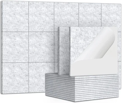 Vista 26 de TroyStudio 20 piezas de paneles acústicos autoadhesivos - Paneles absorbentes de sonido de 12 x 12 x 0.32 pulgadas, paneles de sonido decorativos