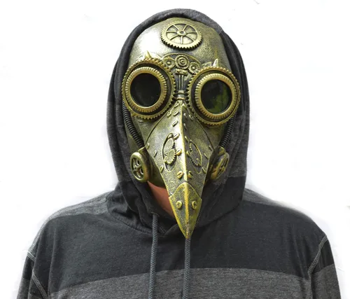 Vista 5 de Acid Tactical Plague Doctor Máscara de Halloween Pico Pájaro Cuervo SteamPunk Dr. Crow BRONCE